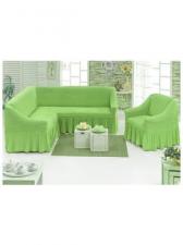 Чехол на угловой диван и 1 кресло / Светло-зелёный